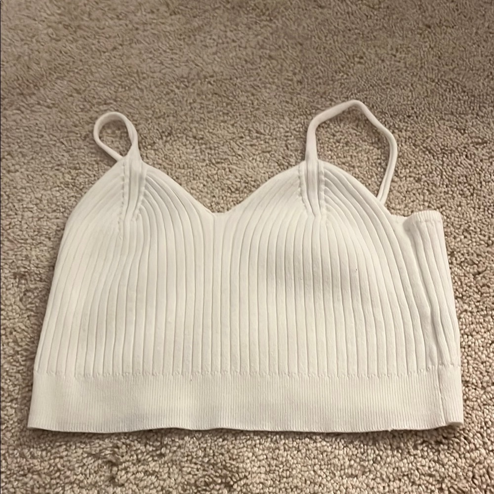 SHEIN White Ribbed Crop Camisole